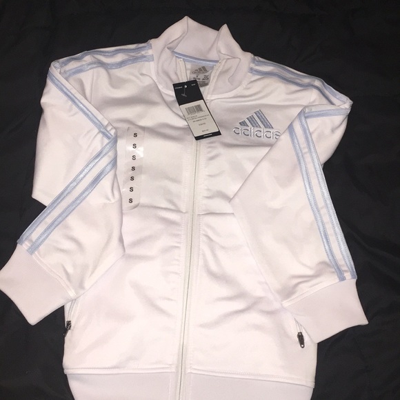 baby blue and white adidas jacket